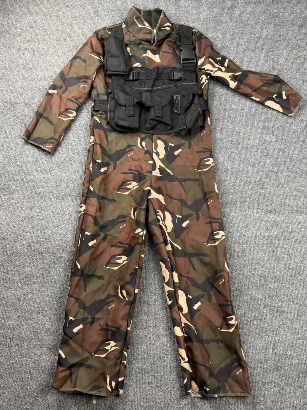 Boys Camouflage Jumpsuit Costume with Tactical Vest - Size Small/Medium